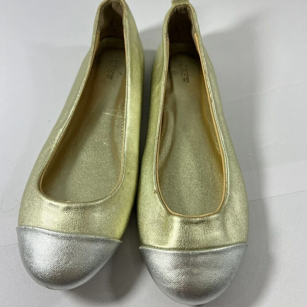 J.Crew Fabriccupper 36019 Flat Shoes Gold Silver  Metallic‎ Women’s size 6.5